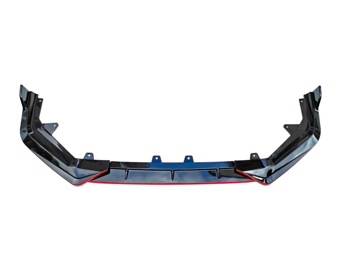Civic Front Lip Compatible with 2022-2025 11th Generation, ABS Gloss Black with Red Accent Painted