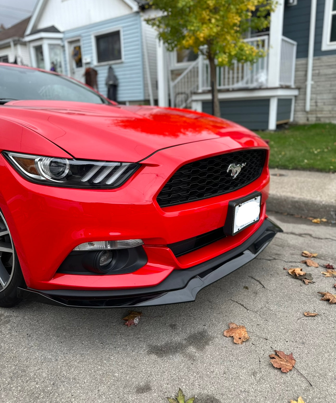 Ford Mustang 2015-2019 Glossy Black Front Bumper Lip Lower Spoiler Lip Protector - ONECARWORLD