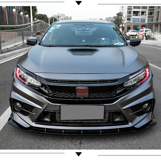 Gloss Black TR Style Front Grille for Honda Civic 2016–2021 (Sedan, Coupe, Hatchback, Si)