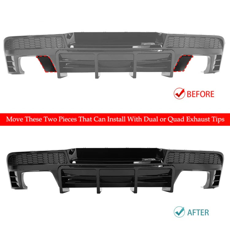 2014-2015 Chevy Camaro Ikon Rear Diffuser Bumper Lip Glossy Black - ONECARWORLD
