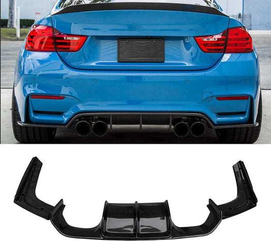 BMW F80 M3 F82 F83 M4 2015-2020 Front Lip + Rear Diffuser Glossy Black - ONECARWORLD