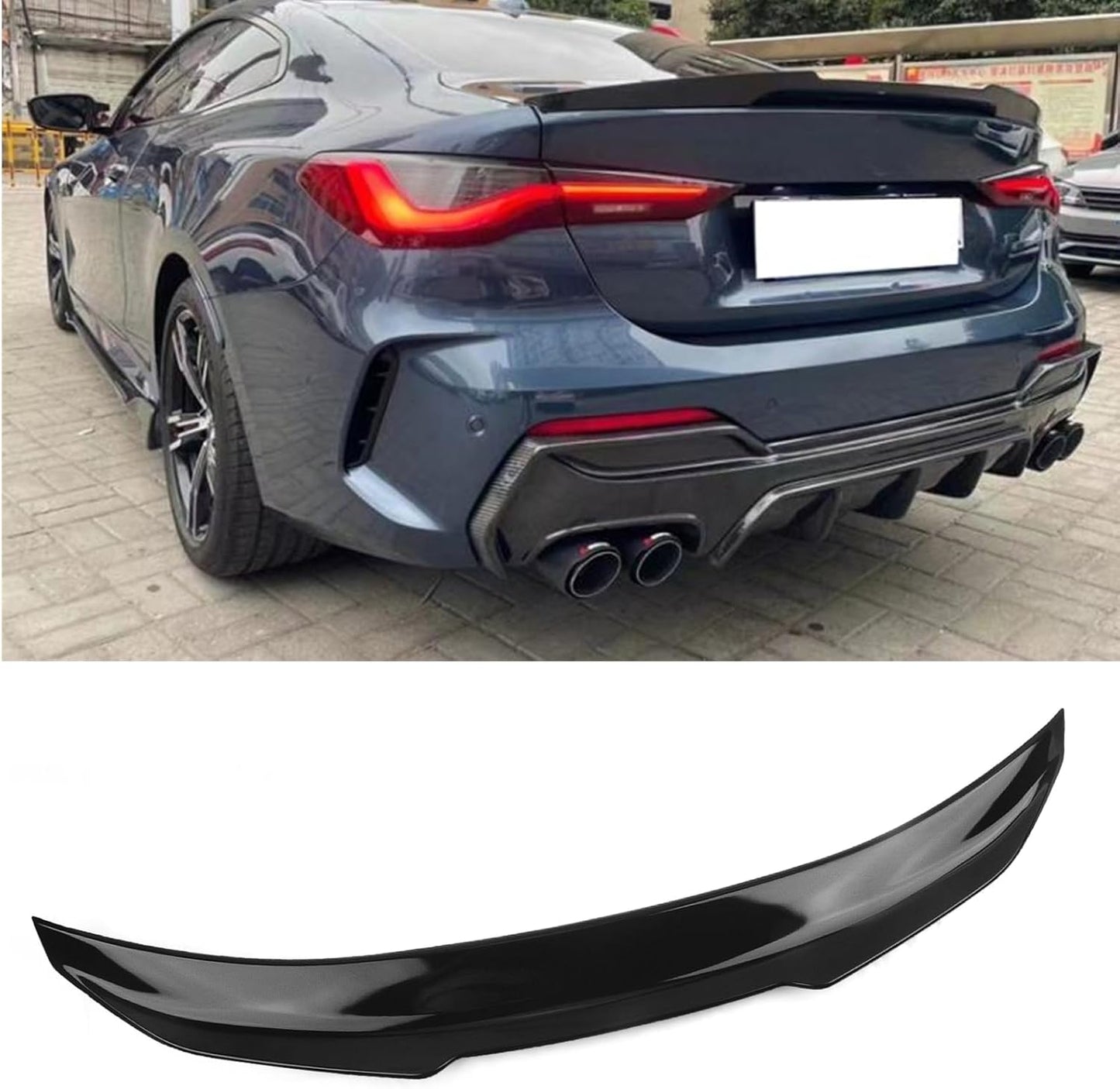 BMW 4 Series G22 G82 2021-2024 PSM Style Rear Trunk Spoiler Glossy Black Onecarworld