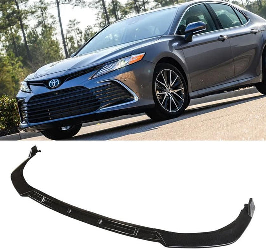 Front Lip Fit For 2021+ Toyota Camry LE Base Gloss Black PP Bumper Spoiler Splitter 3PCS (Luxury Edition) - ONECARWORLD