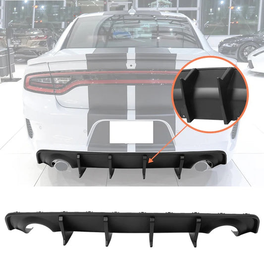 Rear Diffuser Compatible with 2020-2024 Dodge Charger Widebody Rear Lip Bumper Diffuser, 2015-2023 Dodge Charger Diffuser Rear Body Splitter Valance PP Material(Glossy Black) - ONECARWORLD