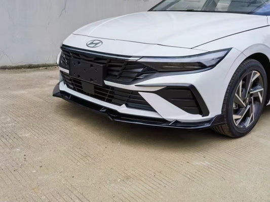 Hyundai Elantra Front Bumper Lip, 2023-2024 Elantra Body Kit, Black ABS Spoiler, 3PCS Front Lip Spoiler, Aerodynamic Car Accessories, Elantra Upgrade, Sporty Car Modifications.