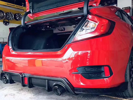 Honda Civic 10th Gen 2016-2019 Rear Diffuser Spoiler Lip with LIGHT Glossy Black - ONECARWORLD
