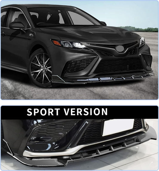 Front Bumper Lip for Toyota Camry Sport Hybrid SE XSE 2021 2022 Front Lip Splitter Air Dam Bumper Protection Spoiler Splitter Gloss Black - ONECARWORLD