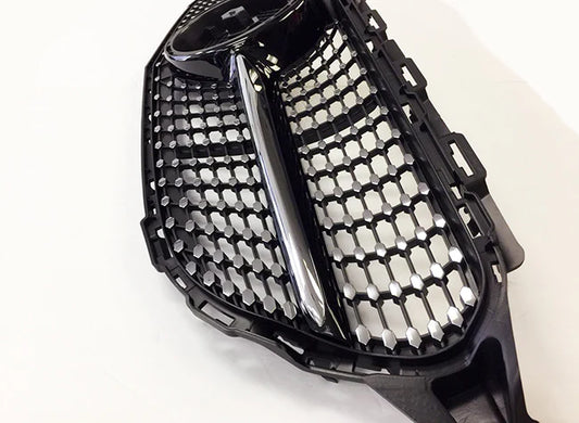 2015-2018 MERCEDES-BENZ C CLASS DIAMOND STYLE FRONT GRILLE FULL BLACK - ONECARWORLD