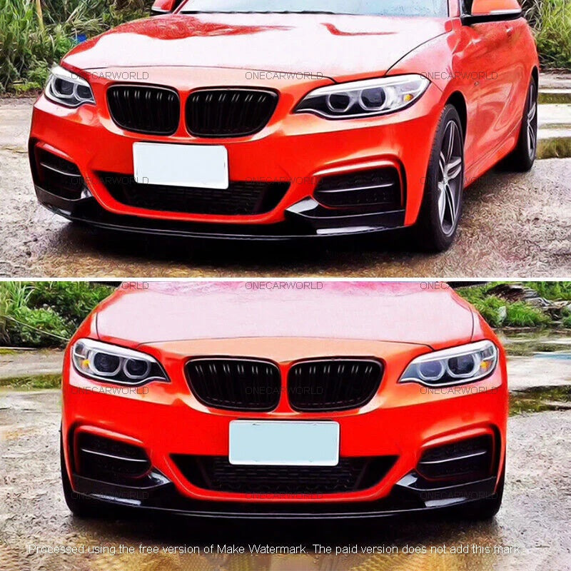 Front Bumper Lip for BMW 2 Series F22 220i 228i 230i M235i M240i 2014-2020 Gloss Black ABS Front Spoiler Splitter MPerfomance Style (One Piece Lip)