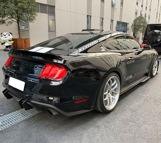 Ford Mustang GT350 15-23 Style Glossy Black 4PCS Side Skirts Bottom Line - ONECARWORLD