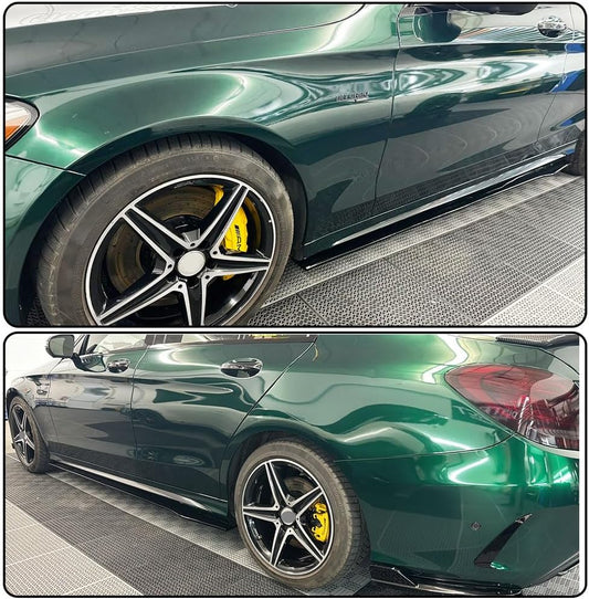Mercedes Benz C-Class W205 C205 2015-2018 A205 C300 C400 Sport C43 C63 AMG 2Door 4Door Gloss Black Side Skirts Rocker Panels Extension Lip Onecarworld
