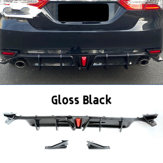 Toyota Camry 18-23 Fits LE XLE Rear Diffuser Lip W/LED Light Glossy Black - ONECARWORLD