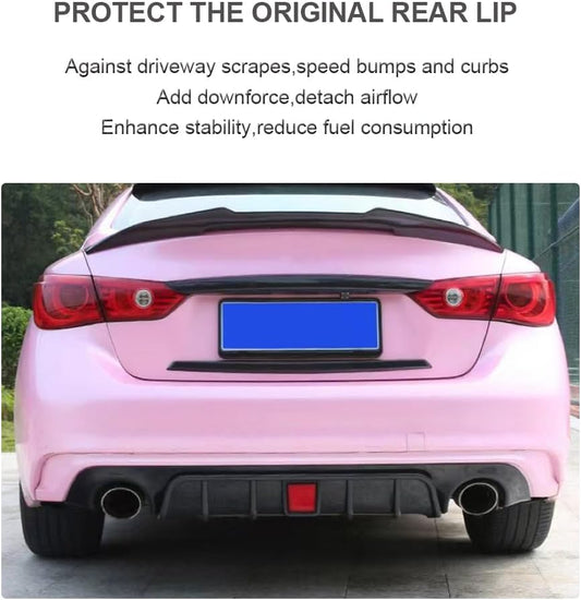 Rear Diffuser for Infiniti Q50 2018-2023 Rear Bumper Lip Diffuser Spoiler Splitter Rear Under Spoiler with LED Brake Light Body Kit Trim Gloss Black - ONECARWORLD