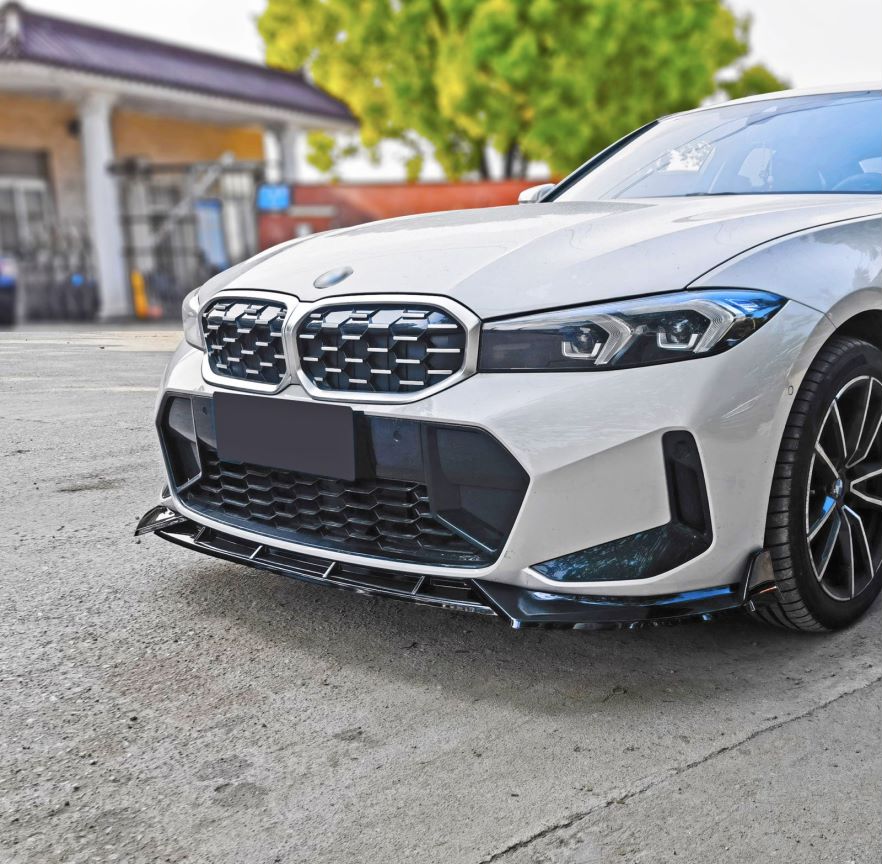 Front Lip for 2023-2024 BMW G20 G28 3 Series M Sport, Painted Gloss Black Front Bumper Spoiler - 3pcs