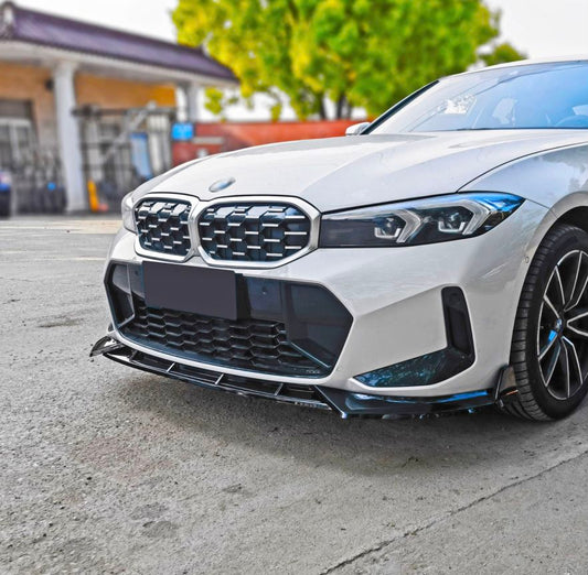 Front Lip for 2023-2024 BMW G20 G28 3 Series M Sport, Painted Gloss Black Front Bumper Spoiler - 3pcs