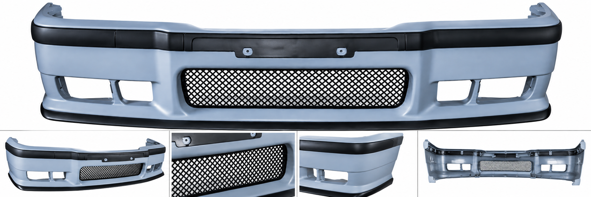 BMW E36 1992-1998 M3 Style Front Bumper Assembly with Center Mesh Grille & Rub Strip – Onecarworld