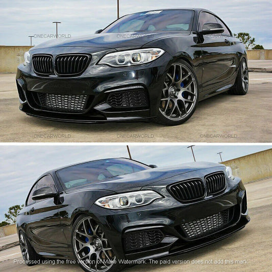 Front Bumper Lip for BMW 2 Series F22 220i 228i 230i M235i M240i 2014-2020 Gloss Black ABS Front Spoiler Splitter MPerfomance Style (One Piece Lip)