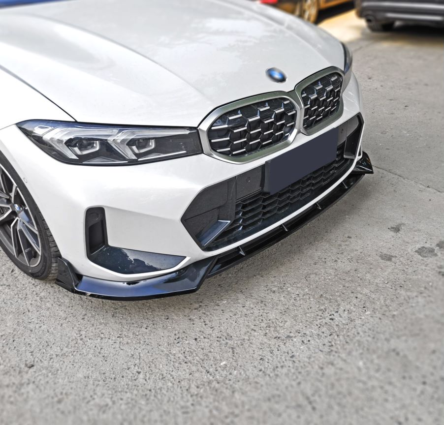 Front Lip for 2023-2024 BMW G20 G28 3 Series M Sport, Painted Gloss Black Front Bumper Spoiler - 3pcs