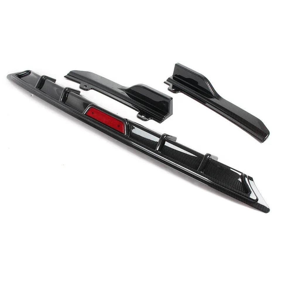 2018-2021 Honda Accord Diffuser with W/LED Brake Light Rear Bumper Diffuser Lip + Corner Apron Spats Glossy Black Rear Bumper Lip - ONECARWORLD