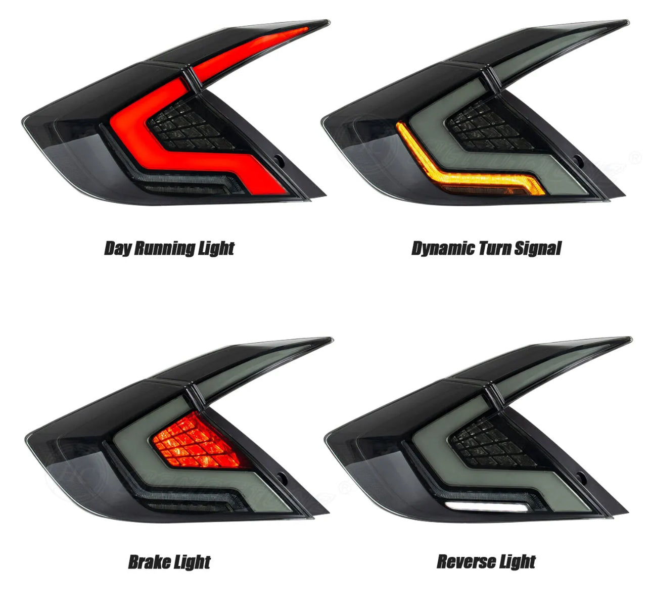 LED Tail Lights for Honda Civic 2016-2021 RGB Taillights Assembly for Honda Civic 10th Gen 2016/2017/2018/2019/2020/2021 Sequential Turn Signal, DRL,High & Low Beam Plug & Play (Sedans Only)