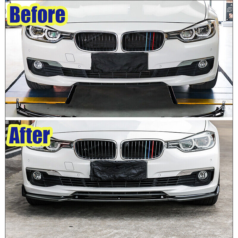 BMW F30 F35 3 Series Base 2013-2018 Front Bumper Lip Splitter Gloss Black (Standard bumpers only) - ONECARWORLD