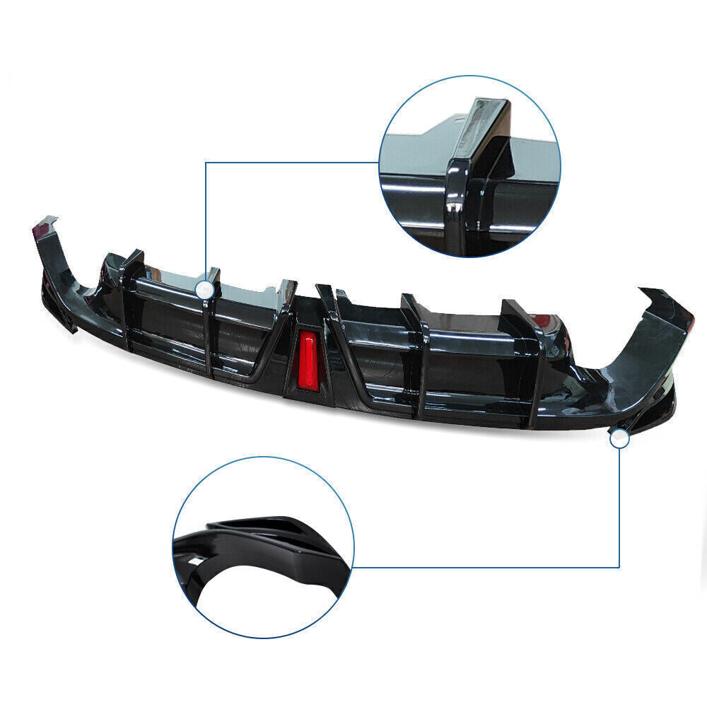 Toyota Camry 18-23 Fits LE XLE Rear Diffuser Lip W/LED Light Glossy Black - ONECARWORLD