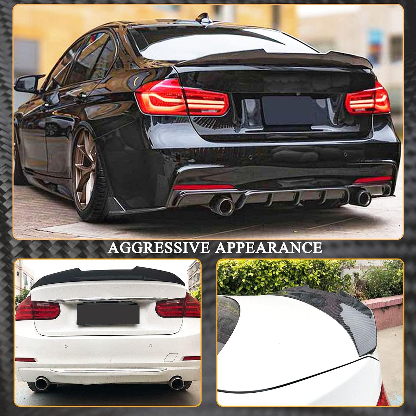 Trunk Spoiler for BMW 3 Series F30 2013-2018 & F80 M3 2014-2018 Rear Spoiler 328i 335i 320i 330i 340i 316i 318i. Rear Boot Lid Highkick Spoiler Wing Lip Glossy Black - ONECARWORLD