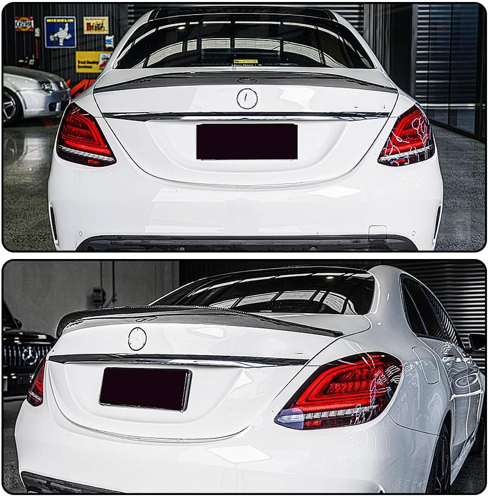 Mercedes Benz W205 C-Class 4-Door PSM Style Carbon Fiber Trunk Spoiler Wing For 2015-2020 Sedan Only