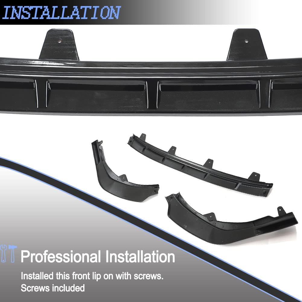 Front Bumper Lip for Toyota Camry Sport Hybrid SE XSE 2021 2022 Front Lip Splitter Air Dam Bumper Protection Spoiler Splitter Gloss Black - ONECARWORLD