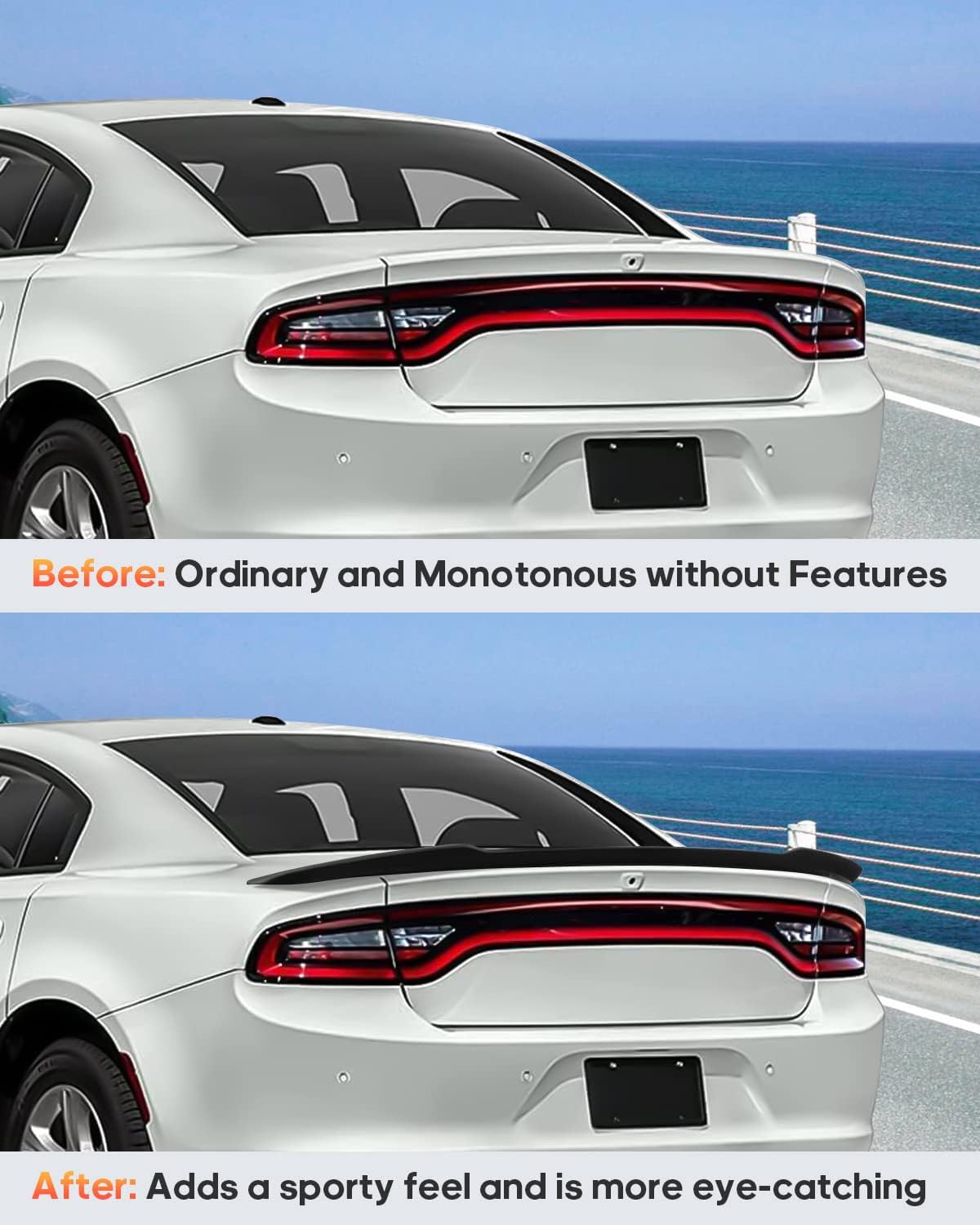 Dodge Charger Spoiler Wing Body Kits Hellcat Style Fits for 2011-2020 Glossy Black - ONECARWORLD