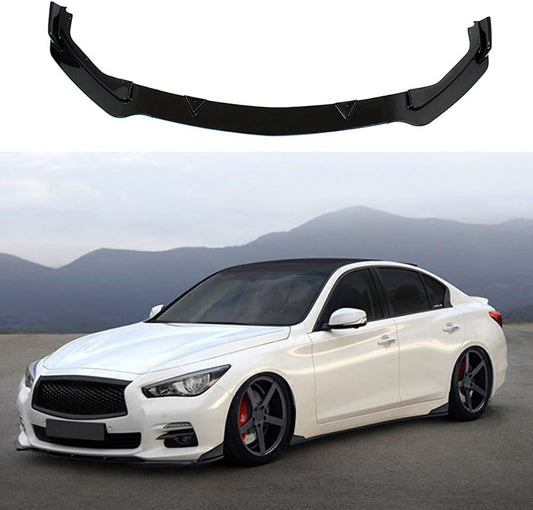 Front Bumper Lip Spoiler for 2014-2017 Infiniti Q50 | Gloss Black PP Lip Spoiler - ONLY FIT The Bumper in Picture - ONECARWORLD