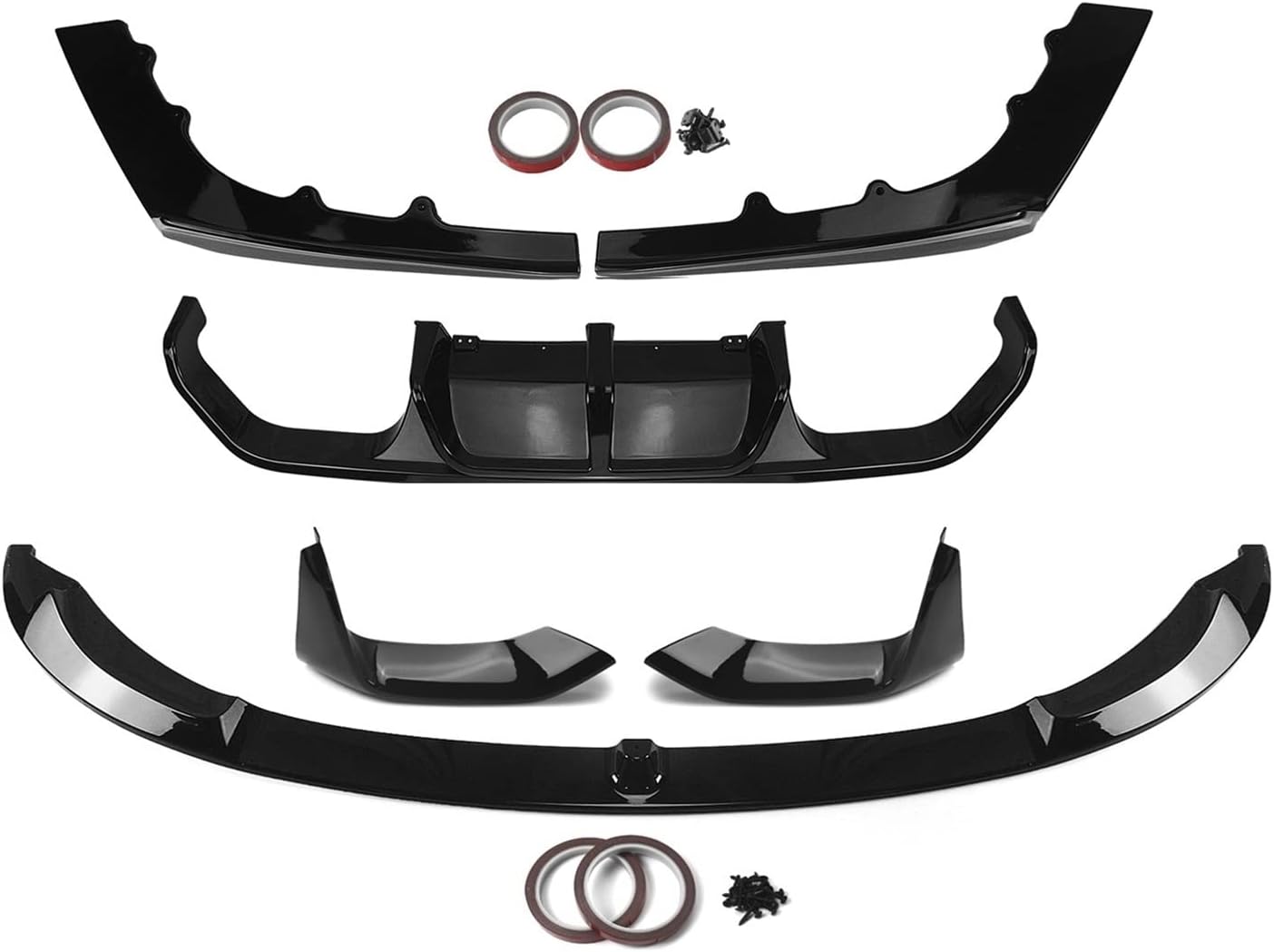 BMW F80 M3 F82 F83 M4 2015-2020 Front Lip + Rear Diffuser Glossy Black - ONECARWORLD