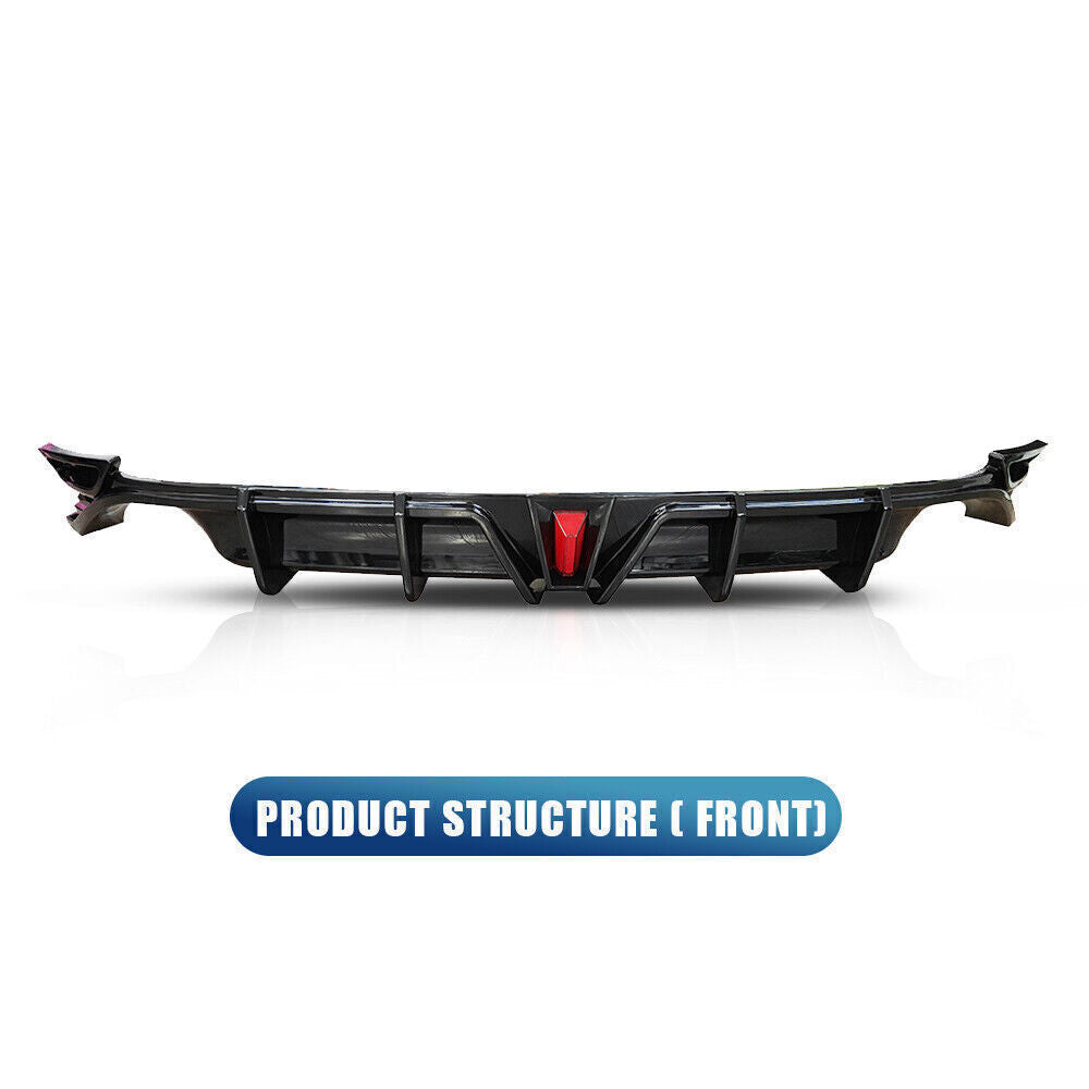Toyota Camry 18-23 Fits LE XLE Rear Diffuser Lip W/LED Light Glossy Black - ONECARWORLD