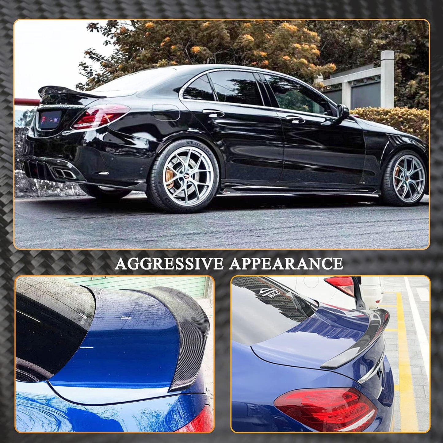 Mercedes Benz W205 C-Class 4-Door PSM Style Carbon Fiber Trunk Spoiler Wing For 2015-2020 Sedan Only