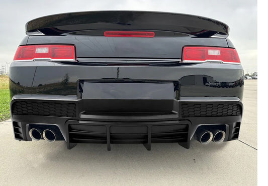 2014-2015 Chevy Camaro Ikon Rear Diffuser Bumper Lip Glossy Black - ONECARWORLD