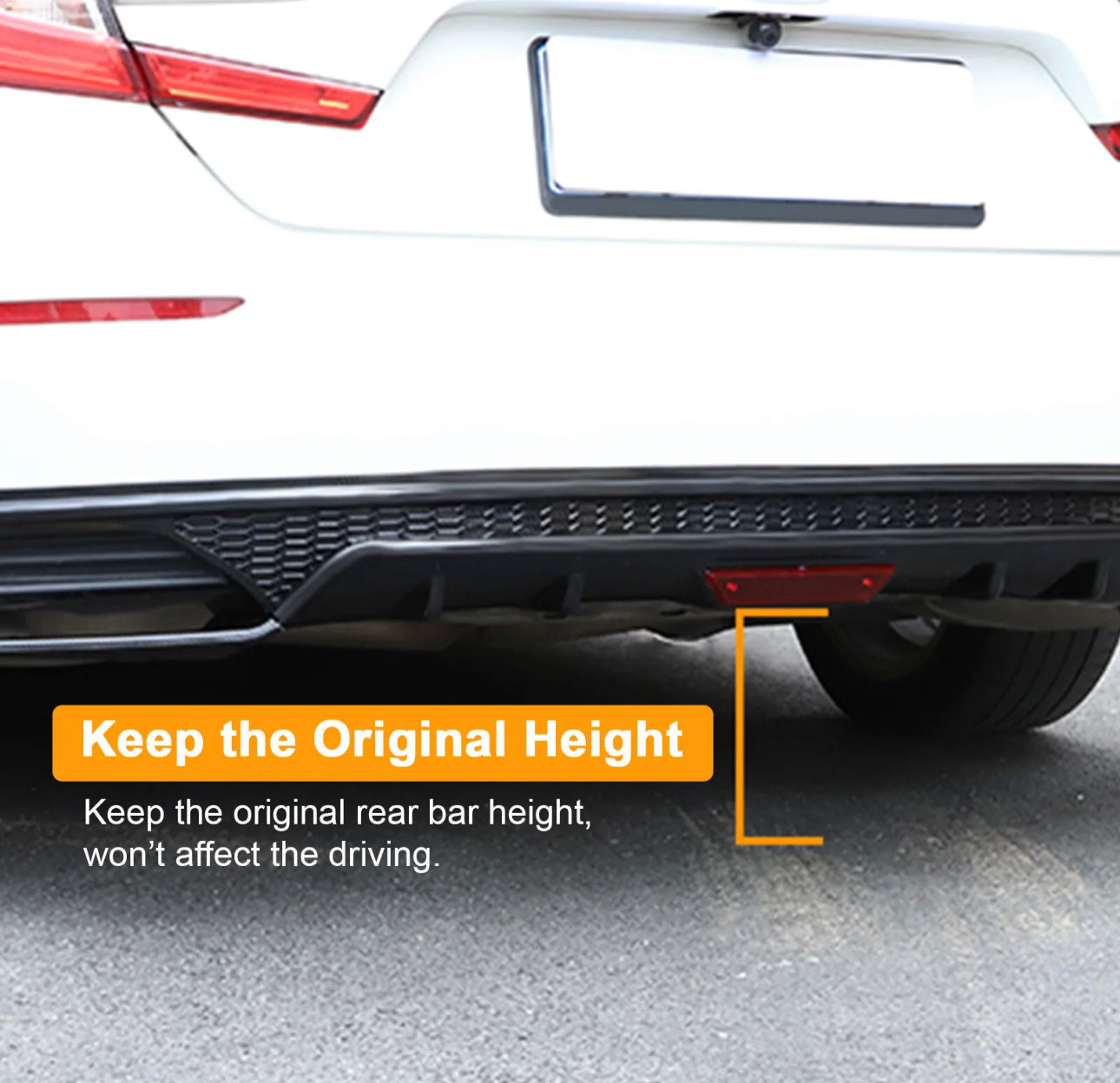 2018-2021 Honda Accord Diffuser with W/LED Brake Light Rear Bumper Diffuser Lip + Corner Apron Spats Glossy Black Rear Bumper Lip - ONECARWORLD