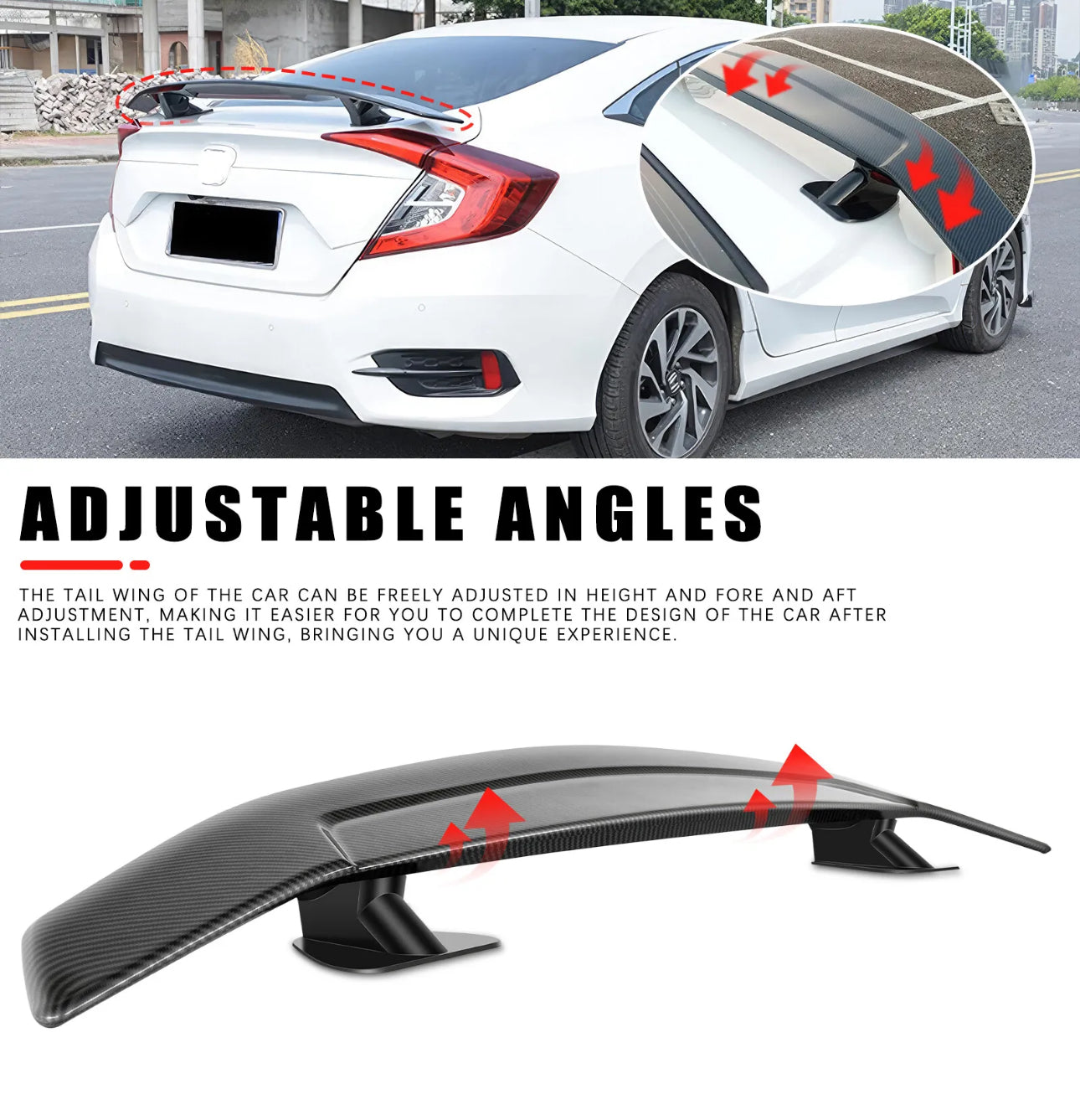 UNIVERSAL CARBON STYLE REAR TRUNK SPOILER WING FOR ALL SEDAN CARS WITH FLAT SURFACE TRUNK. - ONECARWORLD