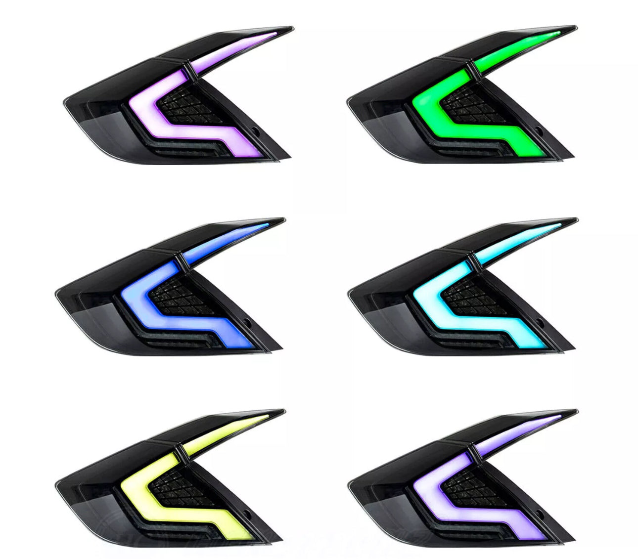 LED Tail Lights for Honda Civic 2016-2021 RGB Taillights Assembly for Honda Civic 10th Gen 2016/2017/2018/2019/2020/2021 Sequential Turn Signal, DRL,High & Low Beam Plug & Play (Sedans Only)