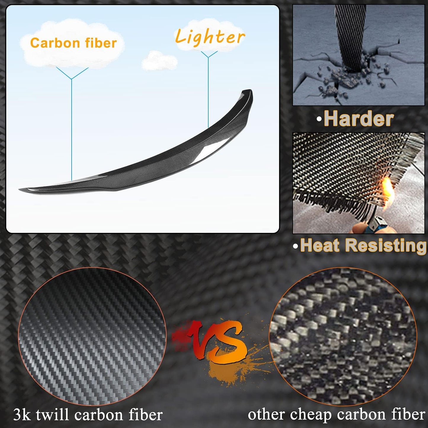 Mercedes Benz W205 C-Class 4-Door PSM Style Carbon Fiber Trunk Spoiler Wing For 2015-2020 Sedan Only