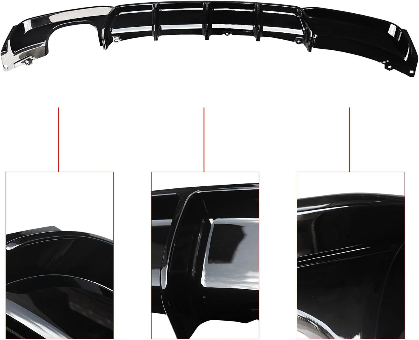Rear Diffuser for 2012-2019 BMW 3 Series F30 F31 320i 330i 340i with M Sport Bumper,Gloss Black ABS Material Lower Bumper Lip single Exhaust - ONECARWORLD