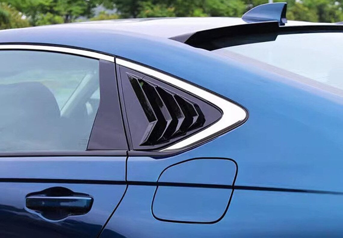 Honda Accord 2023 2024 11th Gen Gloss Black Rear Side Window Louvers Racing Style Triangular Window Glass Blinds