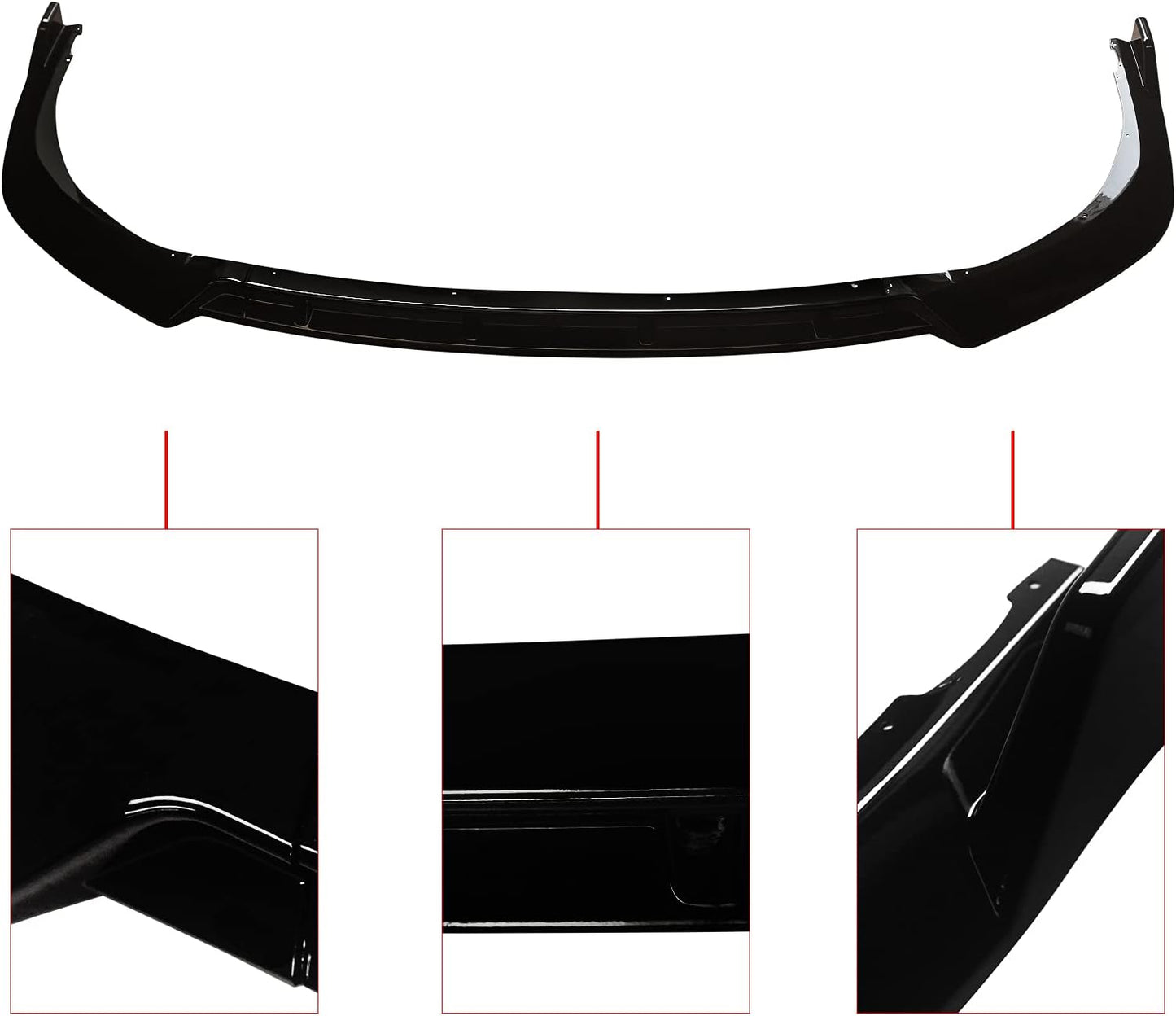 Front Lip Fit For 2021+ Toyota Camry LE Base Gloss Black PP Bumper Spoiler Splitter 3PCS (Luxury Edition) - ONECARWORLD