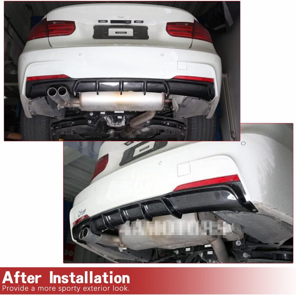 Rear Diffuser for 2012-2019 BMW 3 Series F30 F31 320i 330i 340i with M Sport Bumper,Gloss Black ABS Material Lower Bumper Lip single Exhaust - ONECARWORLD