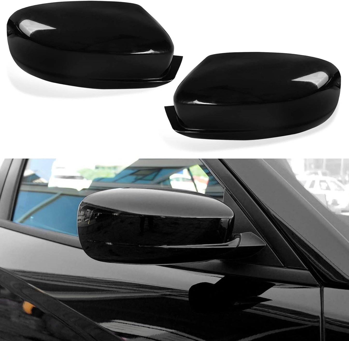 Dodge Charger SRT 2010-2023 1 Pair Rearview Mirror Covers Trim, Stick-on Side Door Mirror Covers, Glossy Black - ONECARWORLD