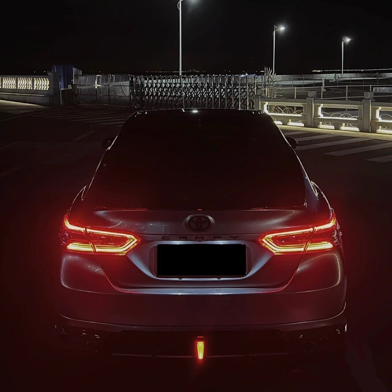 Toyota Camry 18-23 Fits LE XLE Rear Diffuser Lip W/LED Light Glossy Black - ONECARWORLD