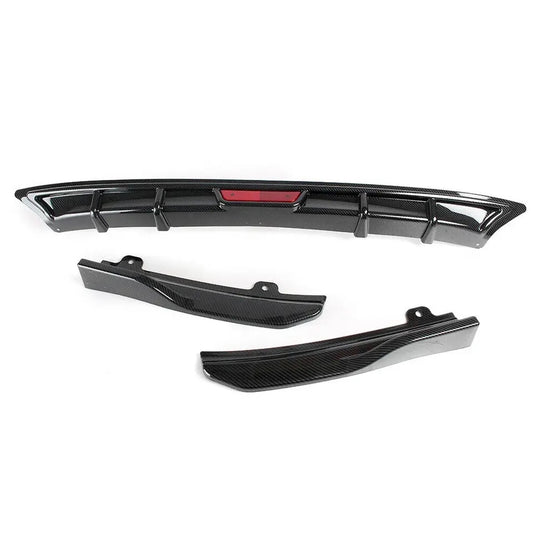 2018-2021 Honda Accord Diffuser with W/LED Brake Light Rear Bumper Diffuser Lip + Corner Apron Spats Glossy Black Rear Bumper Lip - ONECARWORLD