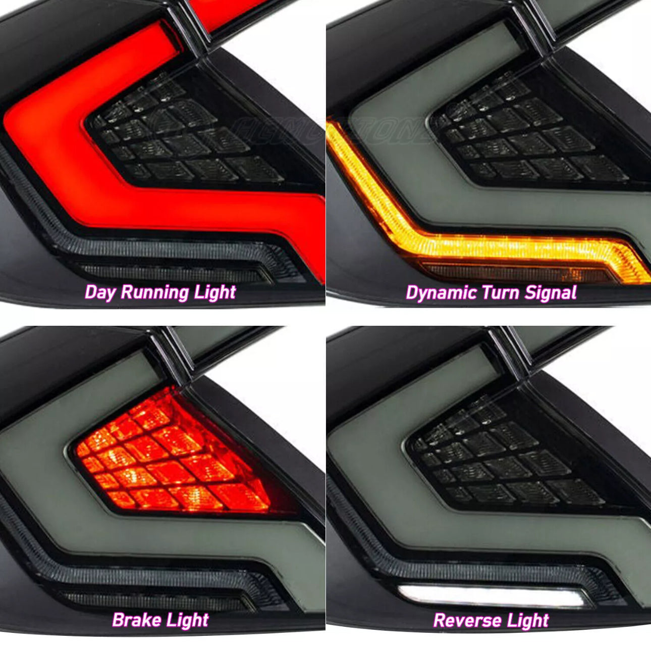LED Tail Lights for Honda Civic 2016-2021 RGB Taillights Assembly for Honda Civic 10th Gen 2016/2017/2018/2019/2020/2021 Sequential Turn Signal, DRL,High & Low Beam Plug & Play (Sedans Only)