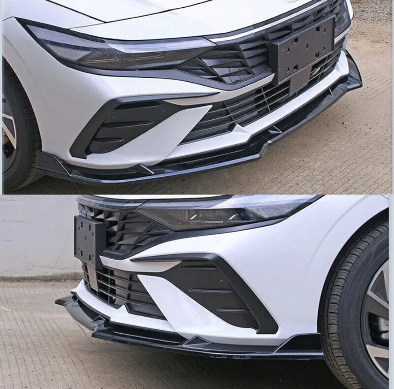 Hyundai Elantra Front Bumper Lip, 2023-2024 Elantra Body Kit, Black ABS Spoiler, 3PCS Front Lip Spoiler, Aerodynamic Car Accessories, Elantra Upgrade, Sporty Car Modifications.