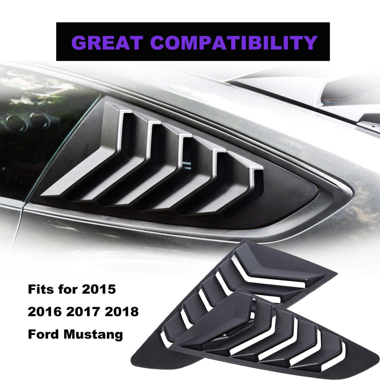 Mustang Window Louver Glossy Black 2016-2021 - ONECARWORLD
