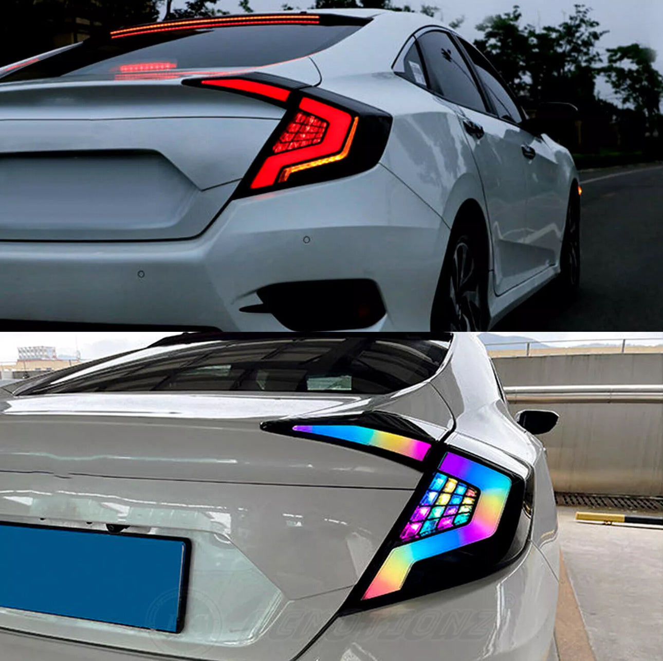 LED Tail Lights for Honda Civic 2016-2021 RGB Taillights Assembly for Honda Civic 10th Gen 2016/2017/2018/2019/2020/2021 Sequential Turn Signal, DRL,High & Low Beam Plug & Play (Sedans Only)